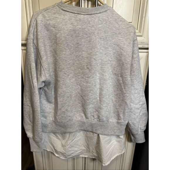 ZARA Women's Layered Shirt Crew Neck Pullover Sweatshirt Gray White Size 11-12 - Picture 7 of 9